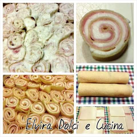 rosette di pasta fresca con prosciutto cotto e formaggio