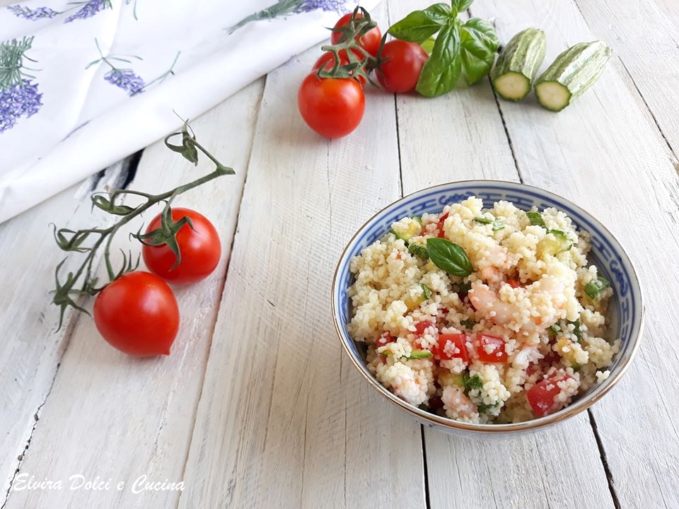 Cous cous verdure e gamberetti