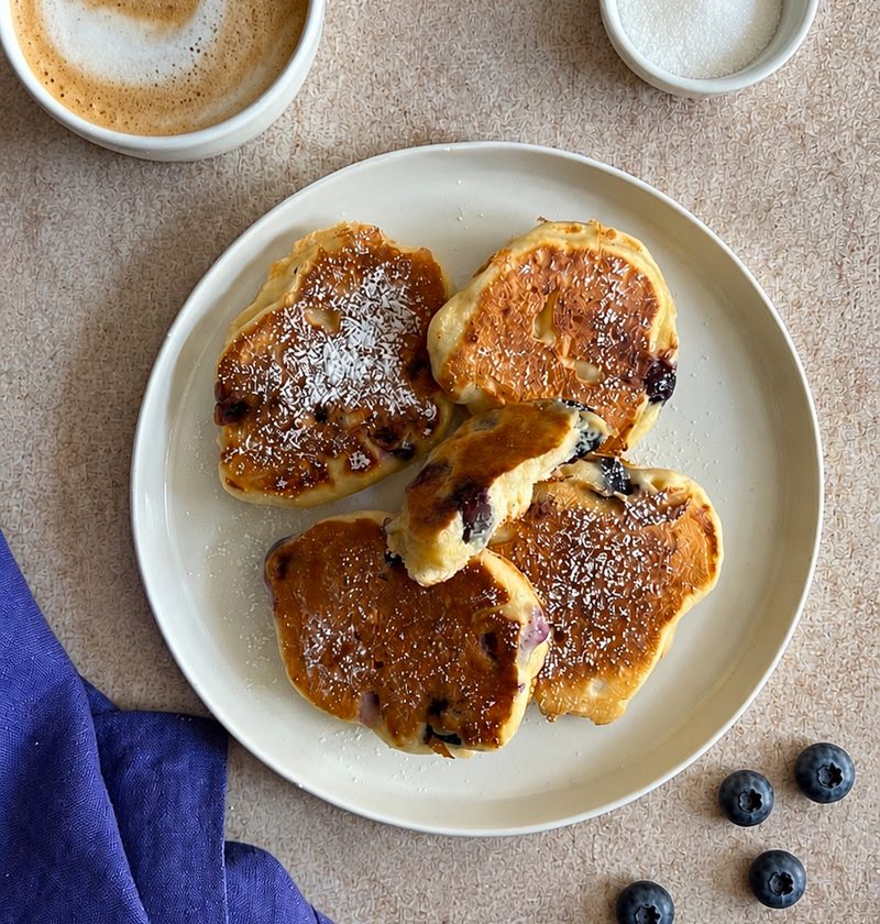 pancake yogurt greco e mirtilli